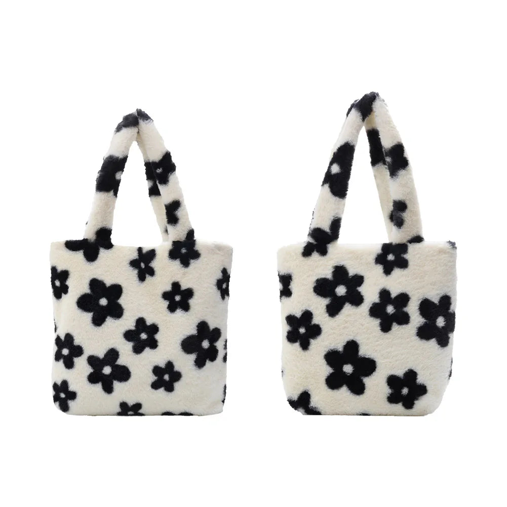 Cute Plush Top-handle Bag Tote Lady Shoulder Street Satchel Big Capacity Handbag Fashion Exquisite Shopping Bag