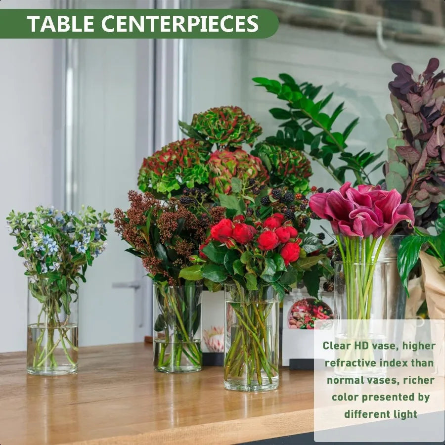 6 Inch Tall Glass Cylinder Vase for Table CenterpiecesSet of 6 Clear Glass Vases Bulk for Flowers Decor Floating Candle Wedding