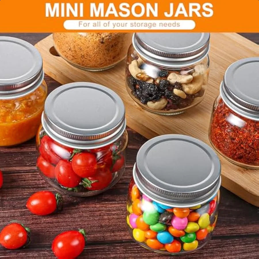 6 Pack Small Mason Jars with Labels 8 oz Glass Jars with Airtight Lids Half Pint Canning Jars for Jelly Jam Honey Pickles Spice