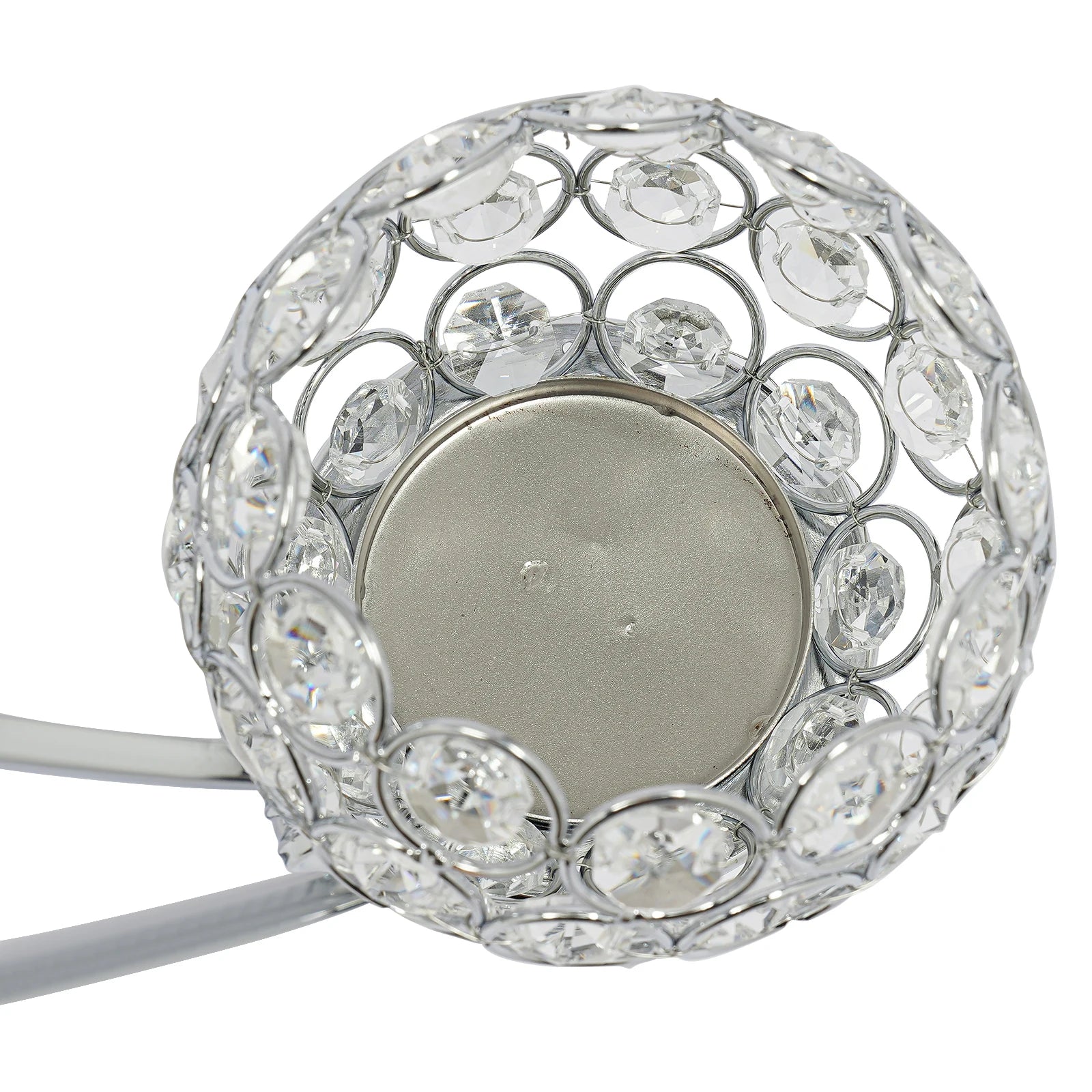 5 Arms 25.2In Crystal Candle Holder, Silver Modern Candelabra for Table Centerpiece, Iron Base W/ K9 Crystal, Wedding Home Decor