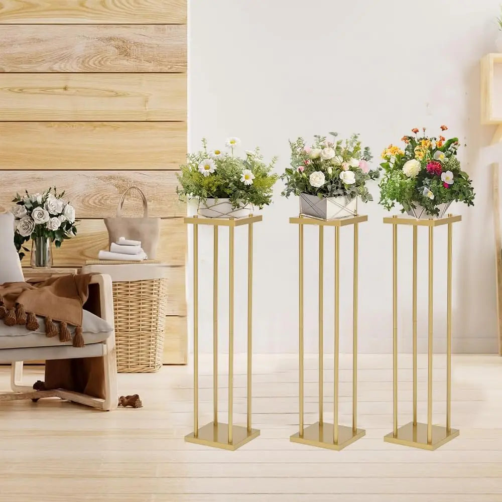 6pcs Gold Flower Stand Centerpieces for Wedding Table Decorations 31.5in Tall Metal Vases Geometric Flower Stand for Party Home