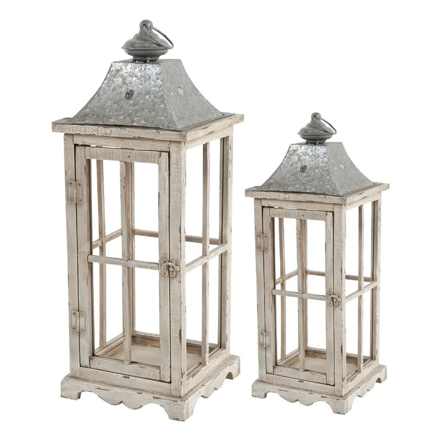 Wooden Candle Lantern Drative Hurricane Lantern Holder Dr for Indoor Outdoor Home Garden Wedding