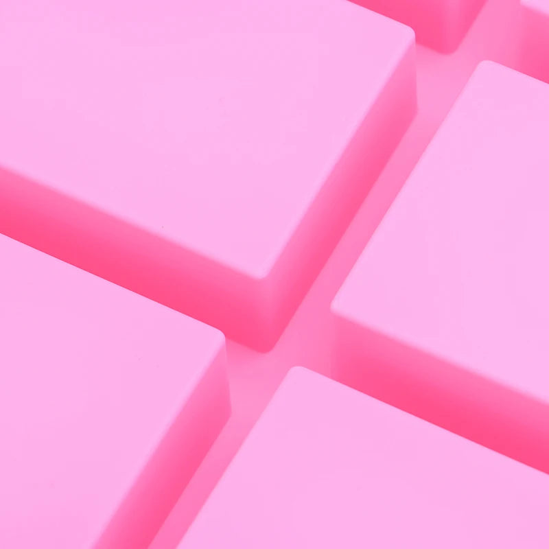 6 Cavity Square Silicone Mold for Making Soaps 3D Plain Soap Mold Rectangle DIY Handmade Soap Form Tray Mould