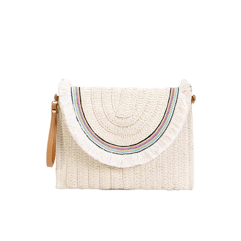 Raffia Straw Weaven Bags Fashion Ladies Wrist Clutches Summer Women Shoulder Crossbody Bags Handmade Handbags Purse Beach Bag