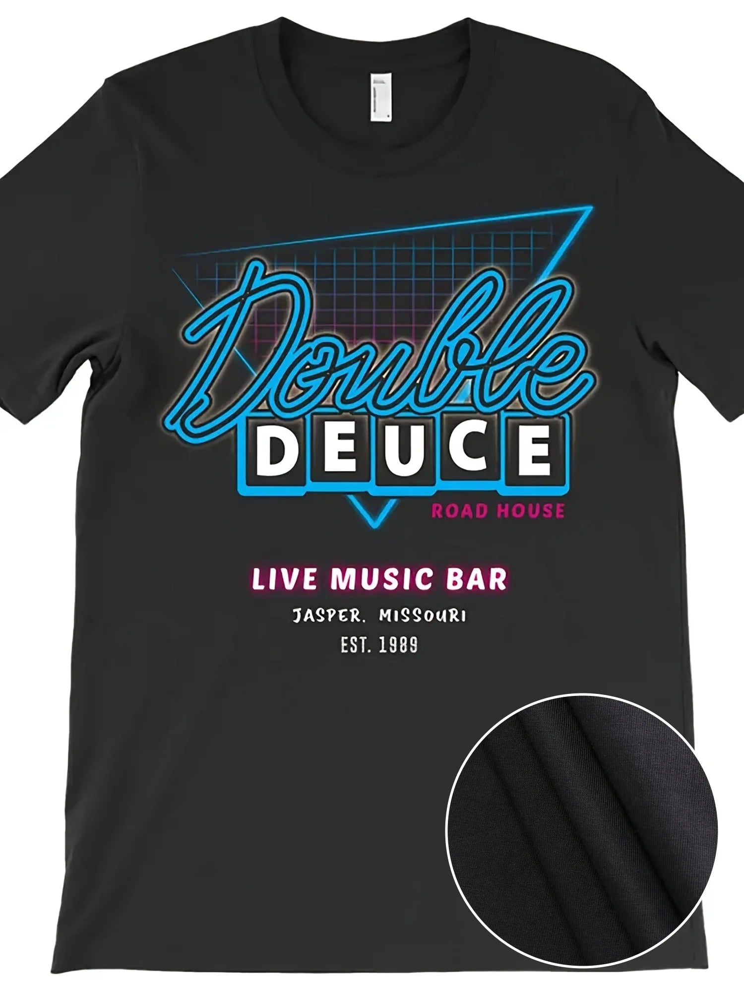 Road House Double Deuce T-Shirt 2516 Funny Men's Short Sleeve Graphic T-shirt Collection Black AR 220g