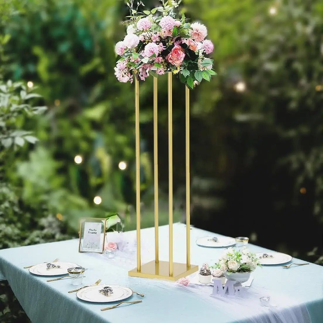 6pcs Gold Flower Stand Centerpieces for Wedding Table Decorations 31.5in Tall Metal Vases Geometric Flower Stand for Party Home