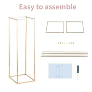 32in Tall Metal Column Wedding Flower Stand - 10pcs Large Centerpieces for Event Party Home Decorations Gold