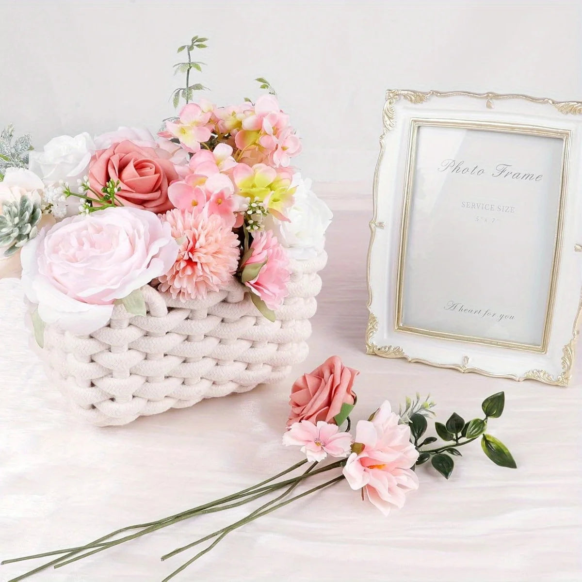 Artificial Flowers for DIY Wedding Centerpieces Decorations, Fake Rose Dahlia Sunflower Flowers for Decoration DIY