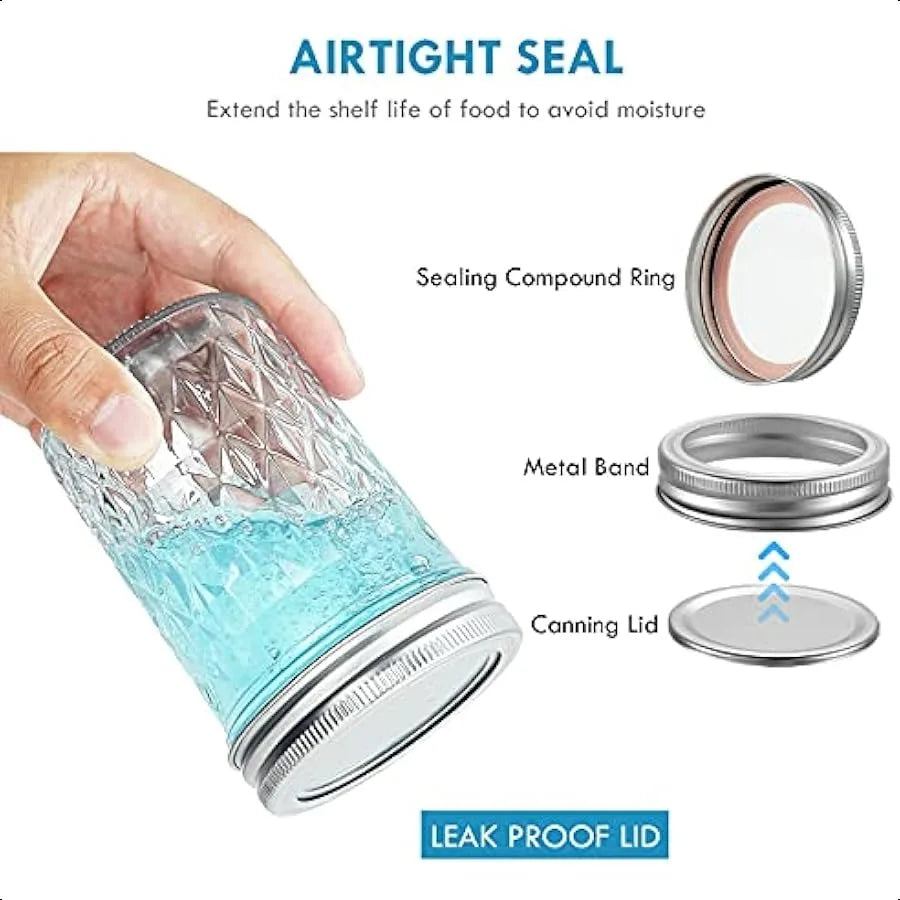 YEBODA 12 Pack 8 oz Mason Jars with Airtight Lids and Bands Glass Canning Jars Ideal for Preserving Jam Honey Jelly Wedding Fav