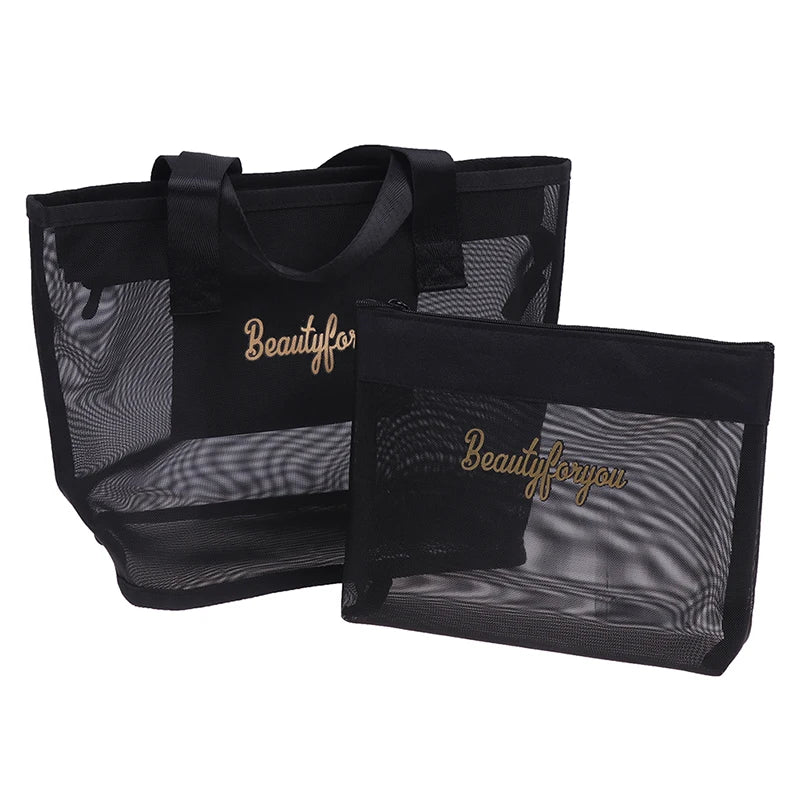 Black Travel Cosmetic Bag Women Zipper Makeup Case Organizer Storage Pouch Toiletry Beauty Bags