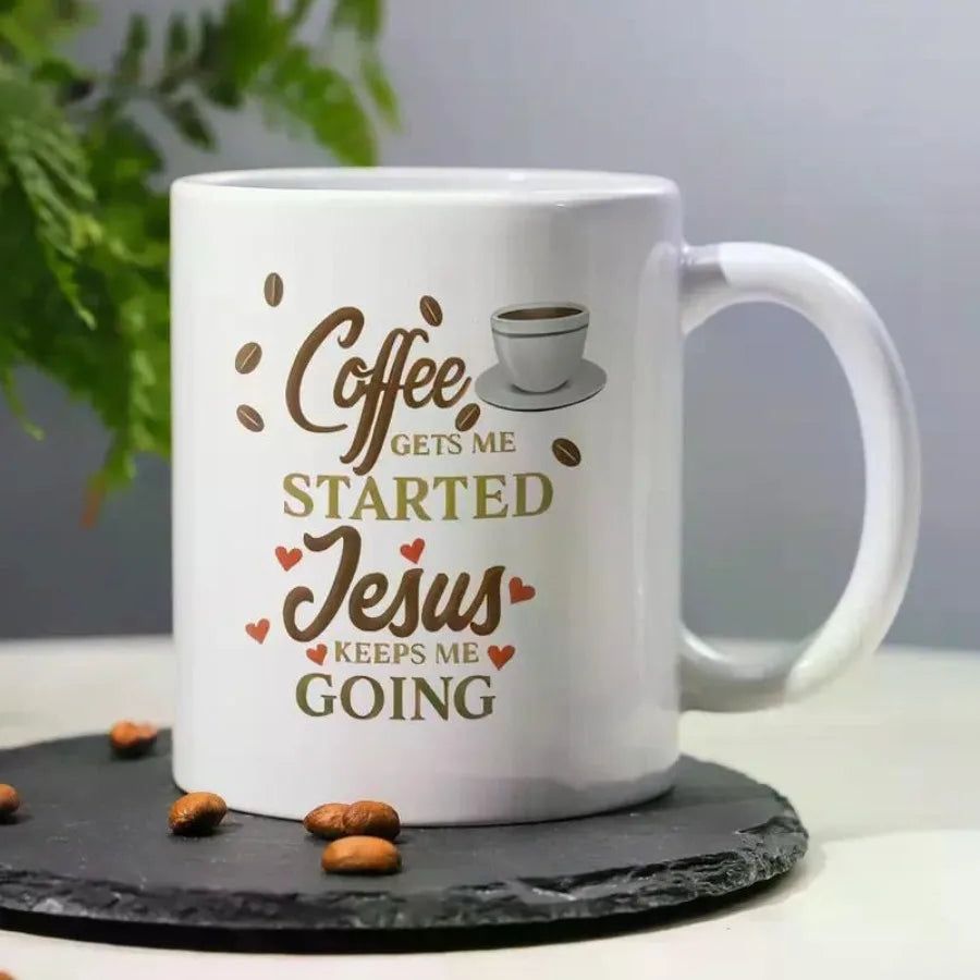 3A Funny Ceramic Coffee Mug 11oz Milk Cup With Jesus And Coffee Theme With Funny Art Font Design Tea Cup