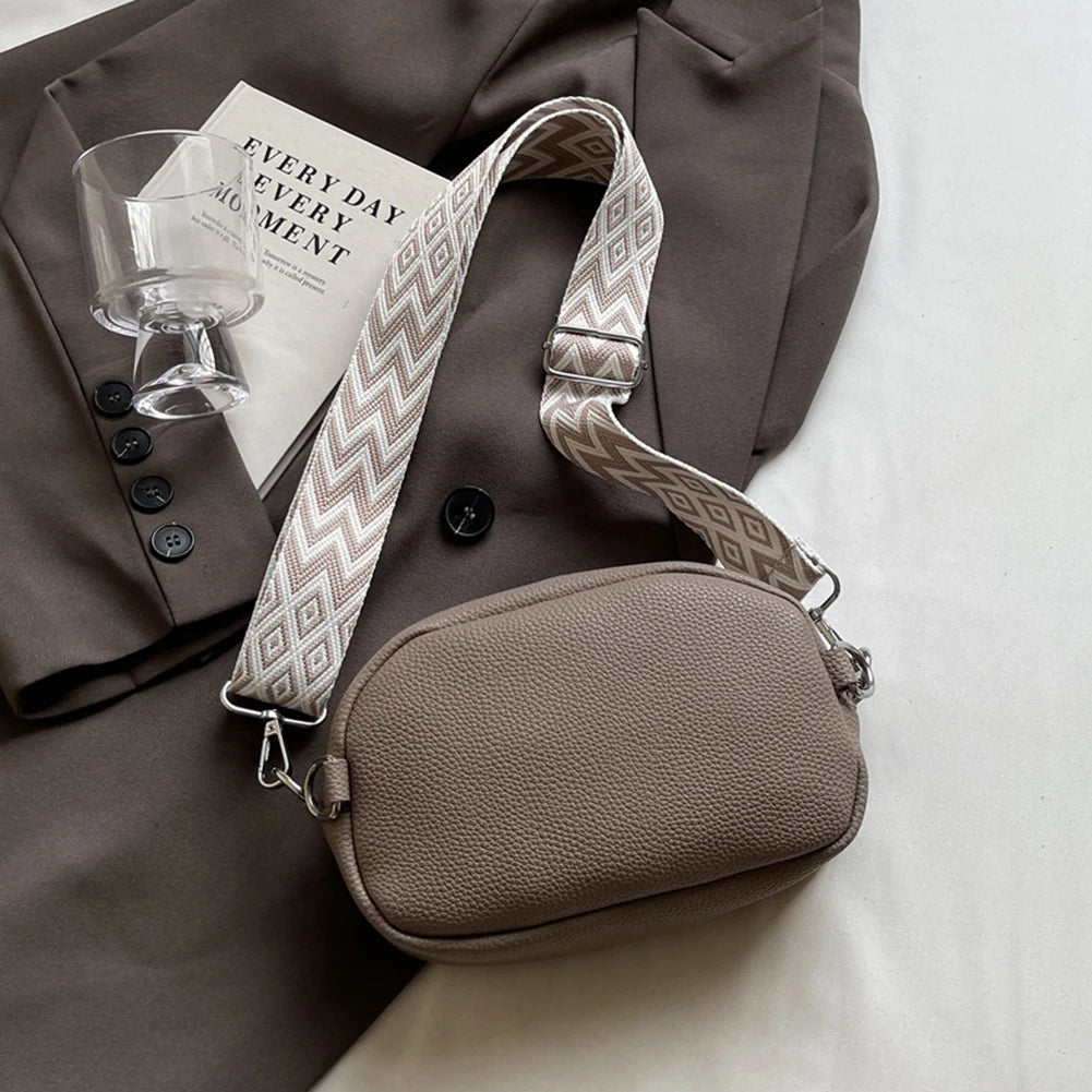 Crossbody Bag for Women Men with Adjustable Strap Fanny Pack PU Leather Double Zip Trendy Chest Bag for Travel Shopping