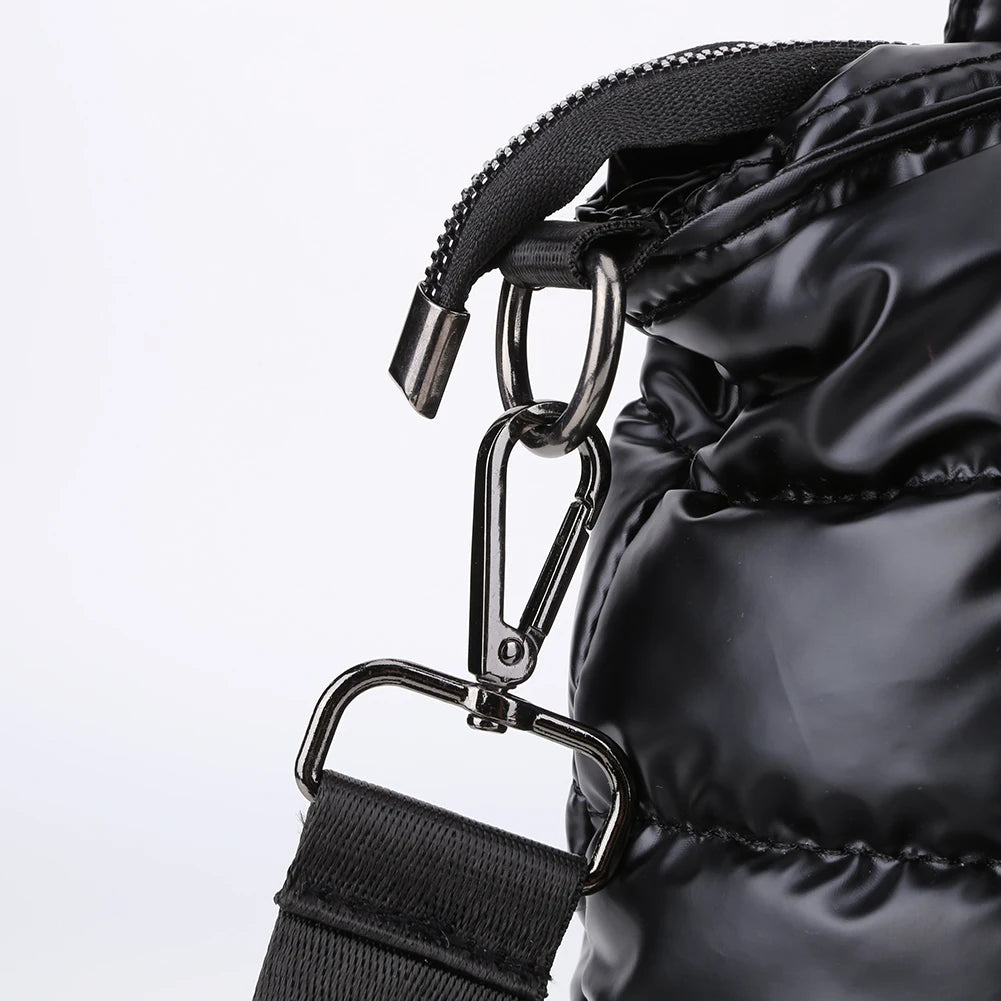 Women Padded Shoulder Bag Versatile Puffy Crossbody Bag Lightweight Solid Puffer Bag Large Capacity Casual Winter Shopping Bag