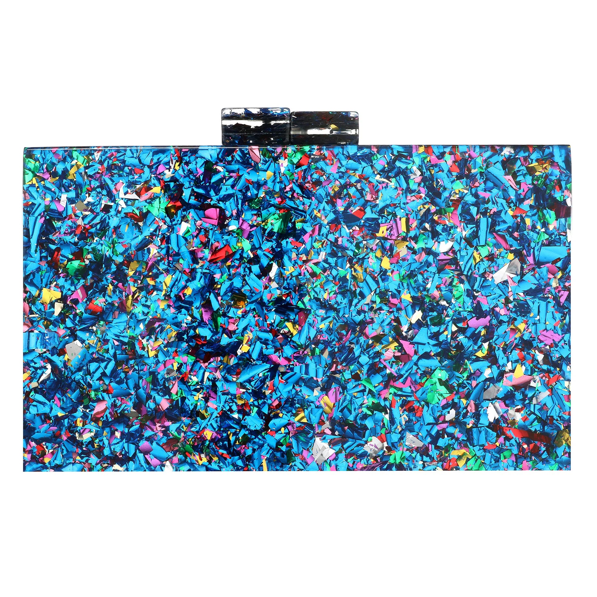 Women Acrylic Handbags Rectangle Multicolor Geometric Trend Designed Bags Chain Crossbody Bag Evening Banquet Party Clutch Bag