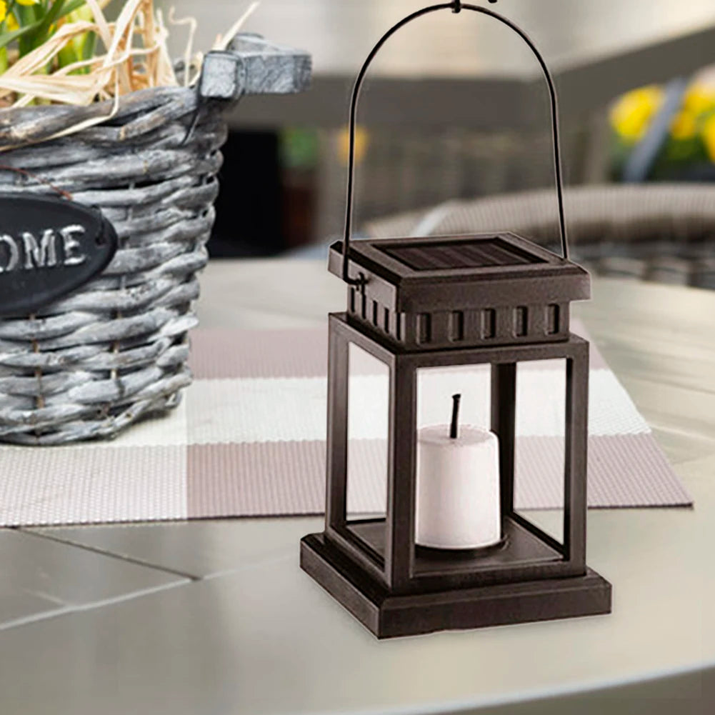 Solar Powered LED Outdoor Twinkle Candle Lantern Outdoor Lamp Home Garden Decoration Light Warm Flame Flashing Tea Light