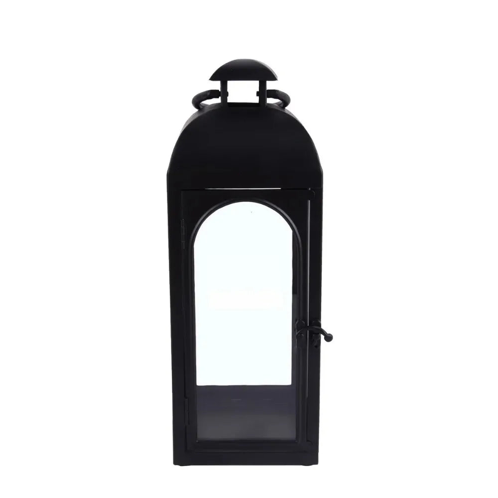 (2 pack) Black Metal Lantern Candle Holder, 14", Small