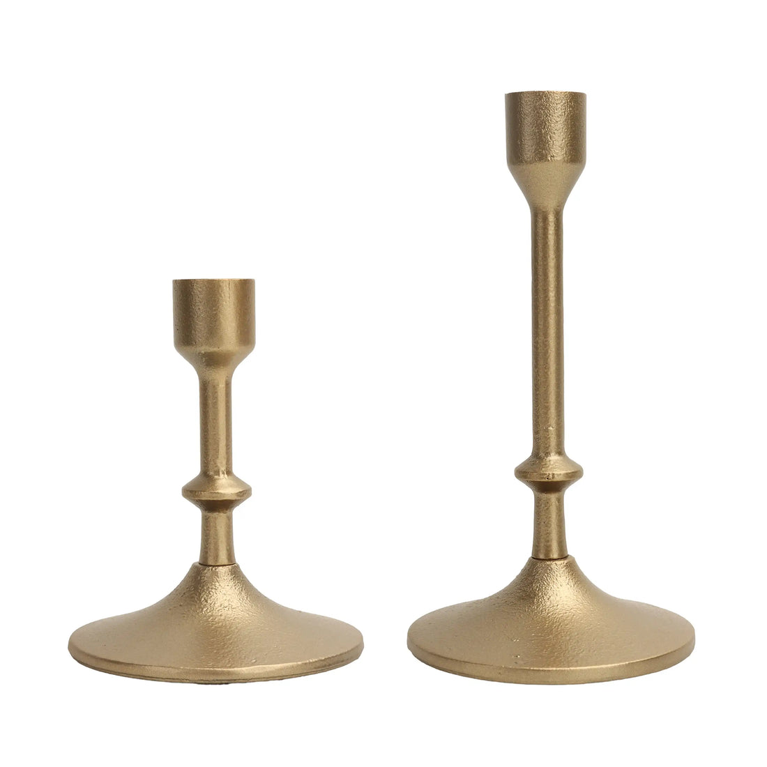 Black Cast Iron Metal Taper Candle Holder, 7.8", Large