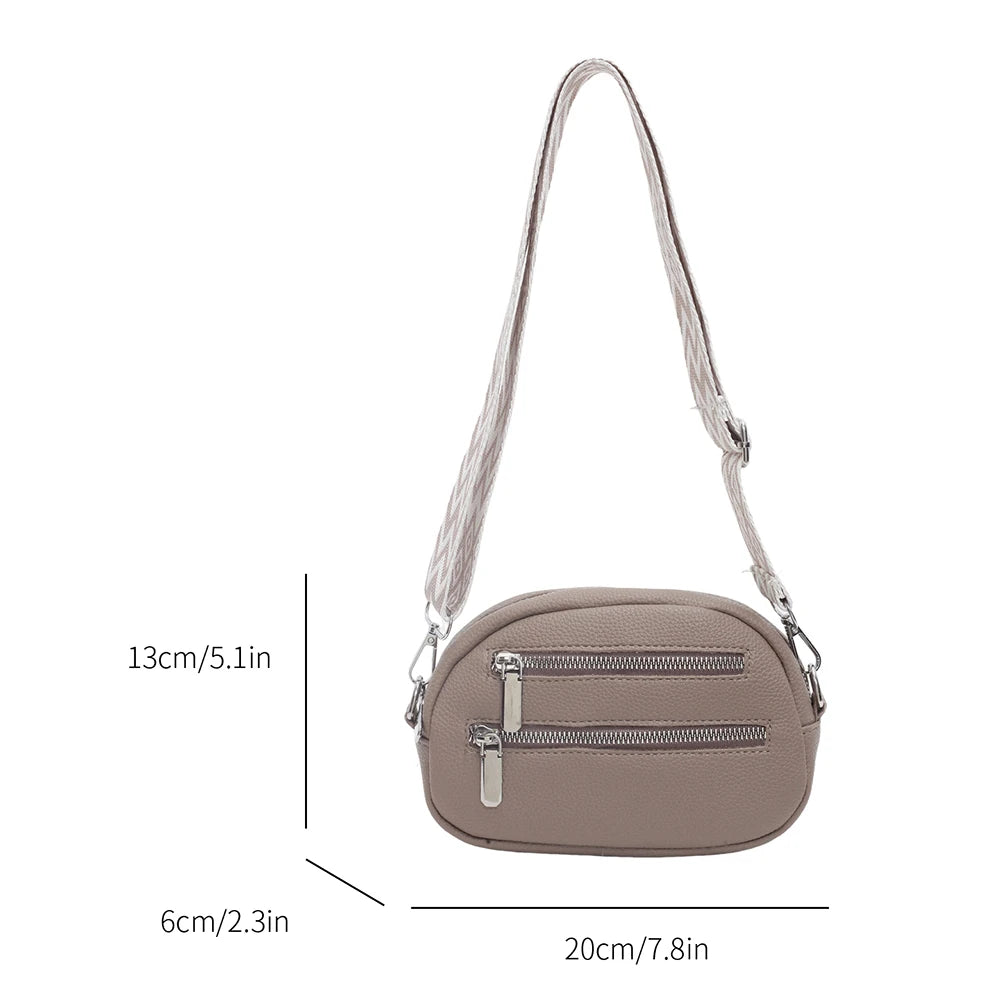 Crossbody Bag for Women Men with Adjustable Strap Fanny Pack PU Leather Double Zip Trendy Chest Bag for Travel Shopping