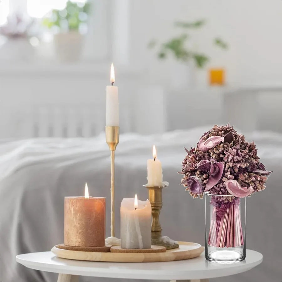 6 Inch Tall Glass Cylinder Vase for Table CenterpiecesSet of 6 Clear Glass Vases Bulk for Flowers Decor Floating Candle Wedding