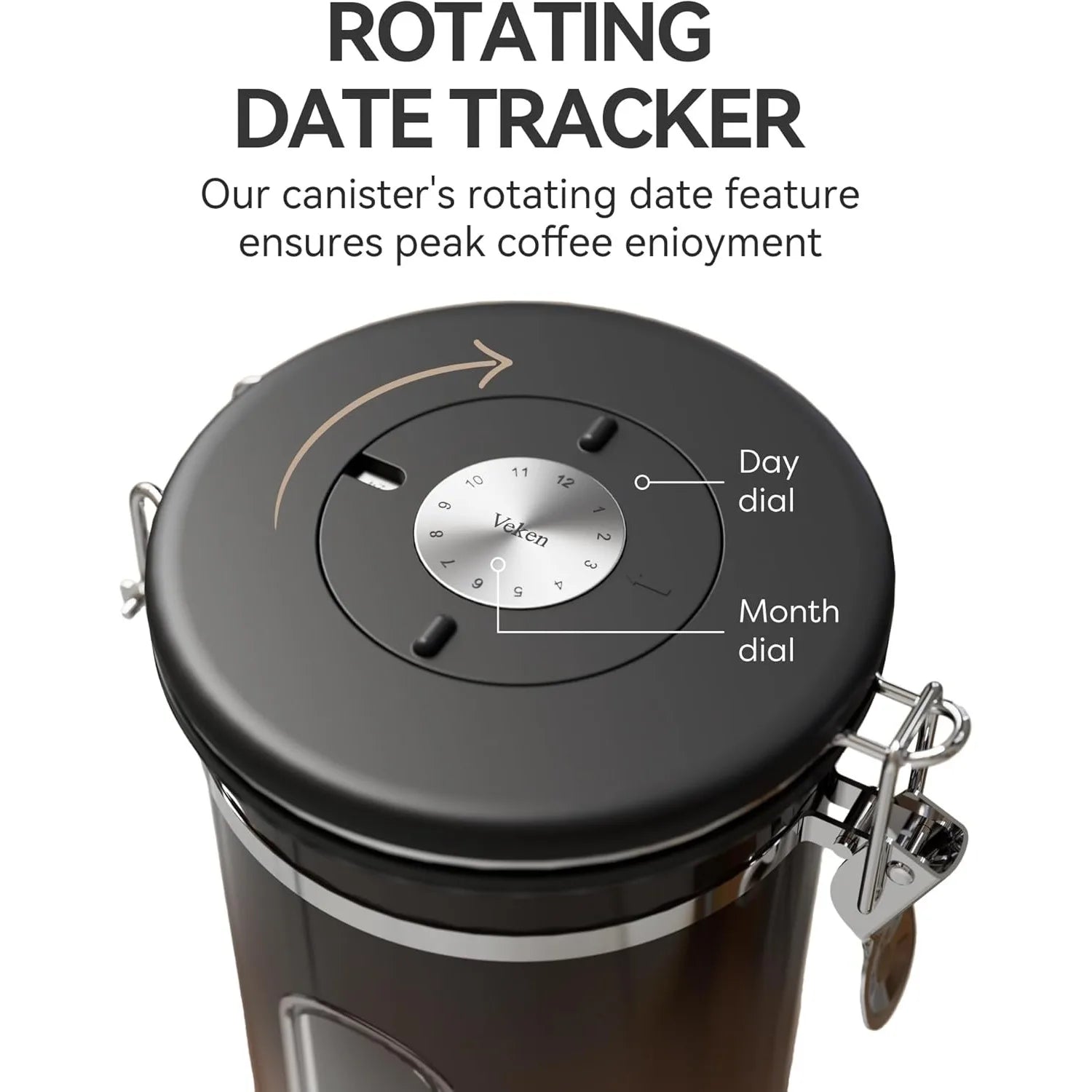 Coffee Canister with Window, Cereal, Grounds Coffee, Beans, Tea, Flour, Sugar, Airtight Stainless Steel Food Storage Container