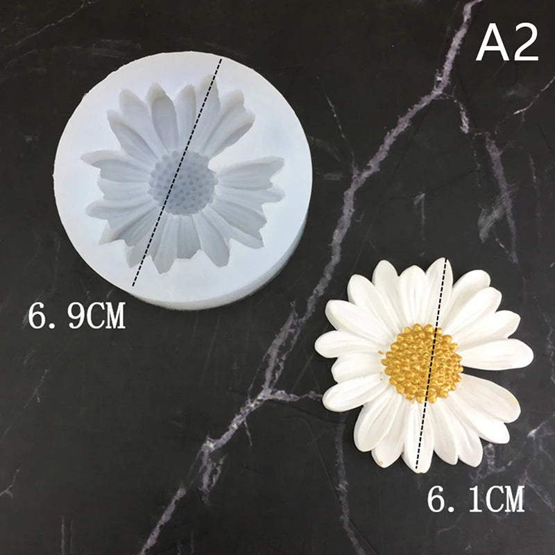Daisy Chamomile Flower Silicone Mold With Hole Car Aromatherapy Epoxy Handmade Soap Candle Mold DIY Decoration Candy Icing Mold