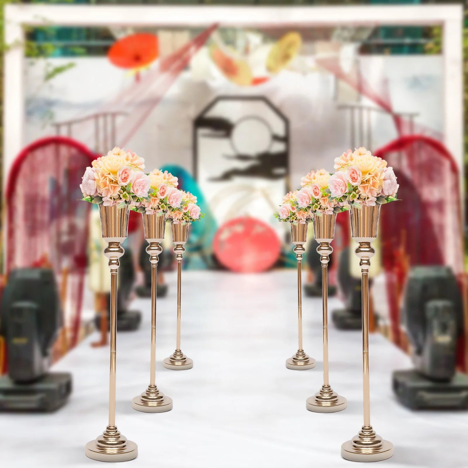 10Pcs Versatile Wedding stands Metal Trumpet Holders Vases For Weddings, Party Decorations