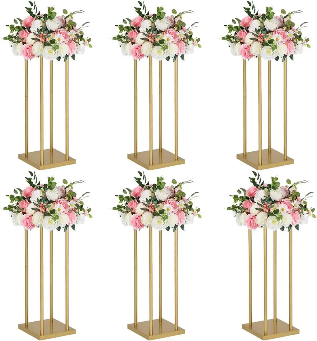 6pcs Gold Flower Stand Centerpieces for Wedding Table Decorations 31.5in Tall Metal Vases Geometric Flower Stand for Party Home