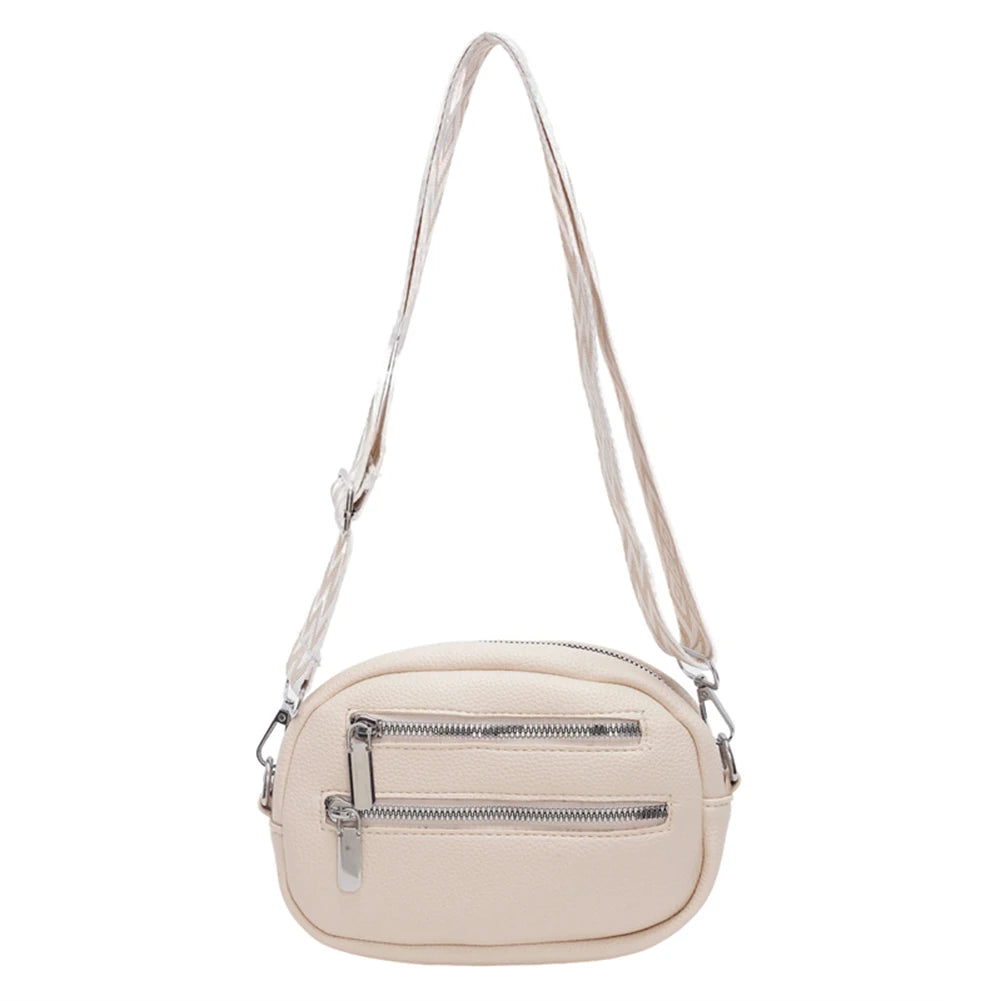 Crossbody Bag for Women Men with Adjustable Strap Fanny Pack PU Leather Double Zip Trendy Chest Bag for Travel Shopping