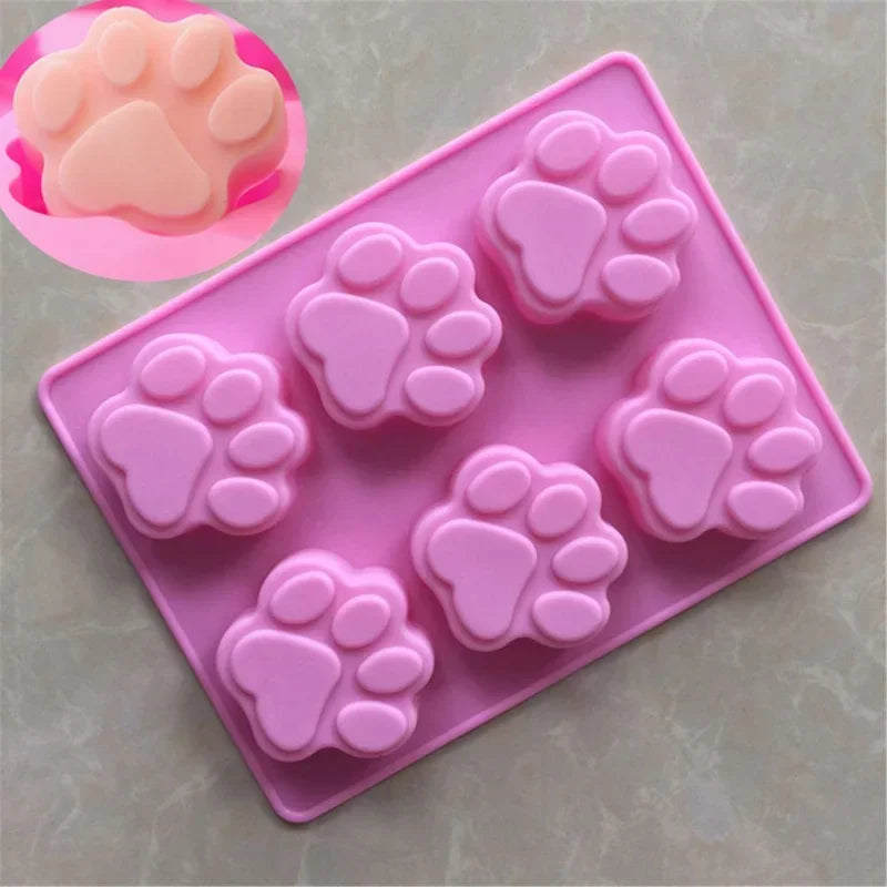 Food Grade Silicone Fondant Dog Footprint Cake Molds Cupcake Cookie Cat Paw Feet Mould Handmade Soap Mold Kitchen Baking Tool