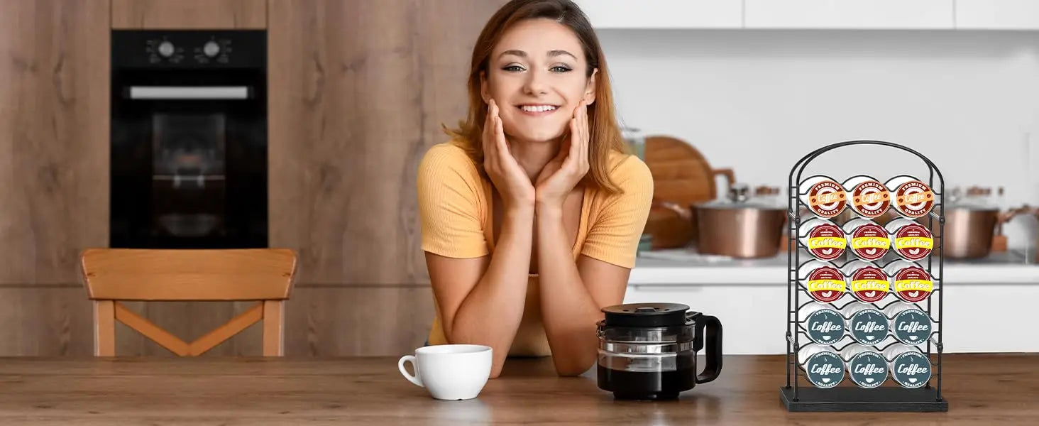 30-Capacity Black Coffee Pod Organizer for Keurig K-Cups, Space-Saving Countertop Storage Holder for Home/Office/Coffee Bar