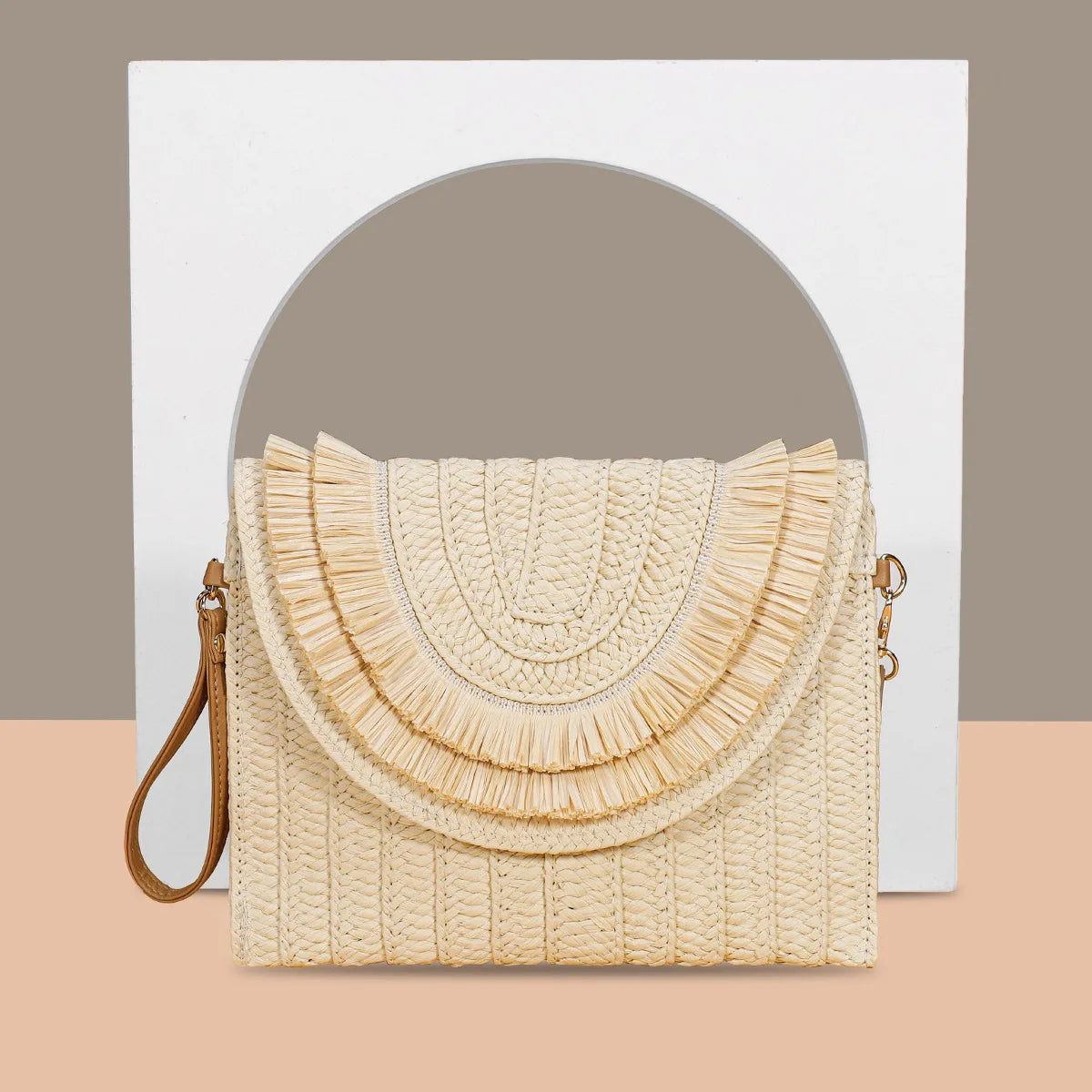 Raffia Straw Weaven Bags Fashion Ladies Wrist Clutches Summer Women Shoulder Crossbody Bags Handmade Handbags Purse Beach Bag