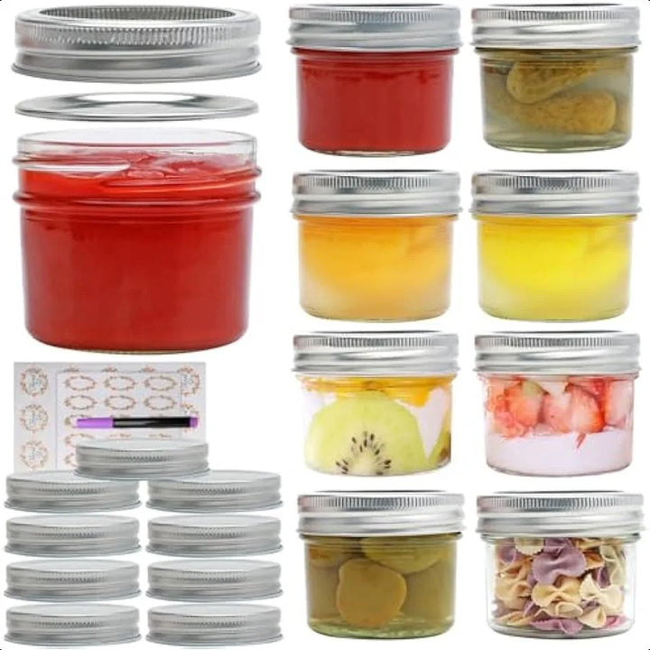 Brajttt Small Mason Jars 4oz Glass Mason Jar with Regular Lids 9 Pack Mini Jam Jars for Jelly Jam Honey Dessert Spice Wedding F