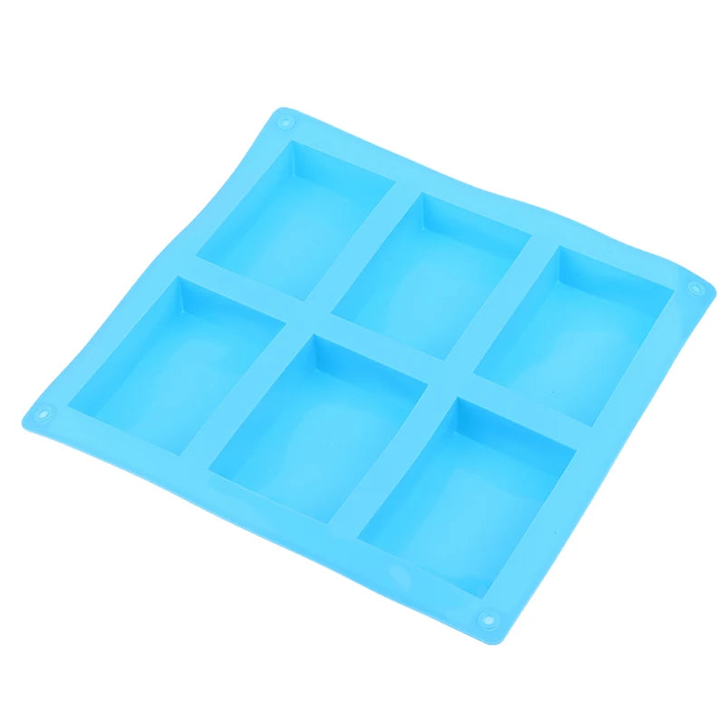 6 Cavity Square Silicone Mold for Making Soaps 3D Plain Soap Mold Rectangle DIY Handmade Soap Form Tray Mould
