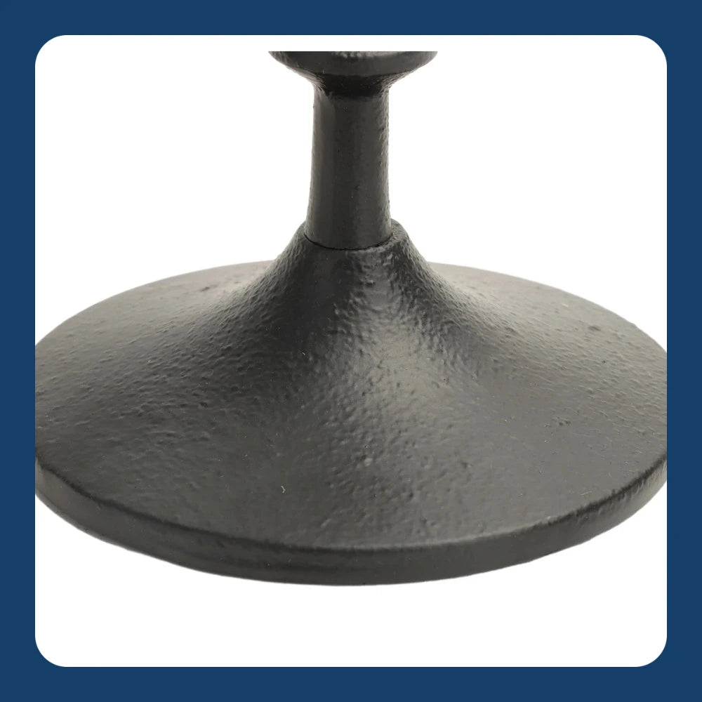 Black Cast Iron Metal Taper Candle Holder, 7.8", Large