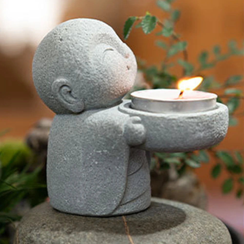 Tea Light Candle Holders Little Buddha Statue Candle Holder Cute Tea Light Buddha Figurine Candlestick Home Chinese Decoration