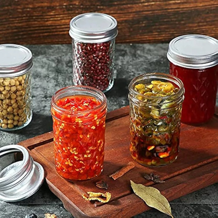 YEBODA 12 Pack 8 oz Mason Jars with Airtight Lids and Bands Glass Canning Jars Ideal for Preserving Jam Honey Jelly Wedding Fav