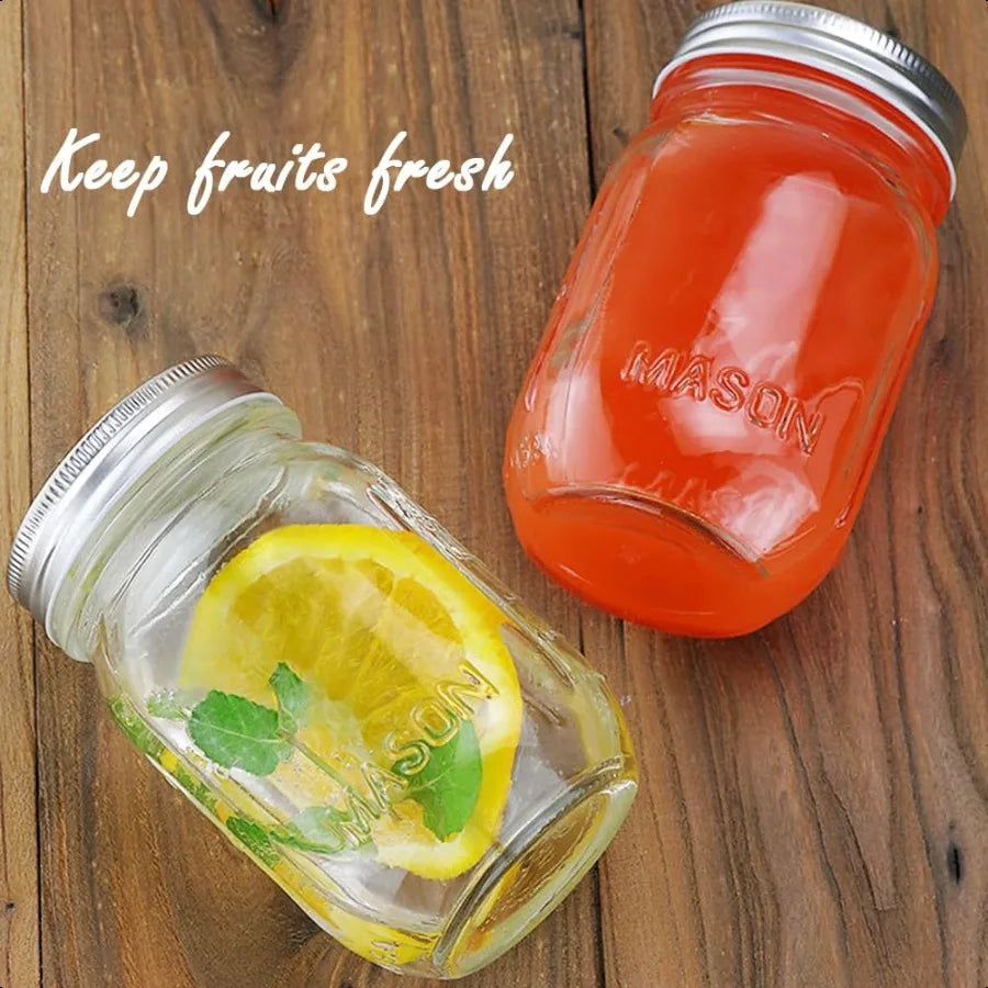 2 Pack Regular Mouth Mason Jars 16oz Glass Canning Jars with Airtight Lids for Jam Honey Jelly Wedding Favors Preserving Sauces