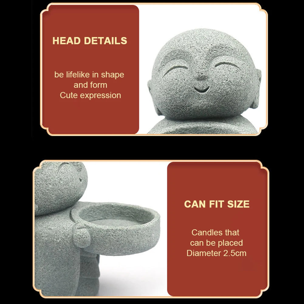 Tea Light Candle Holders Little Buddha Statue Candle Holder Cute Tea Light Buddha Figurine Candlestick Home Chinese Decoration