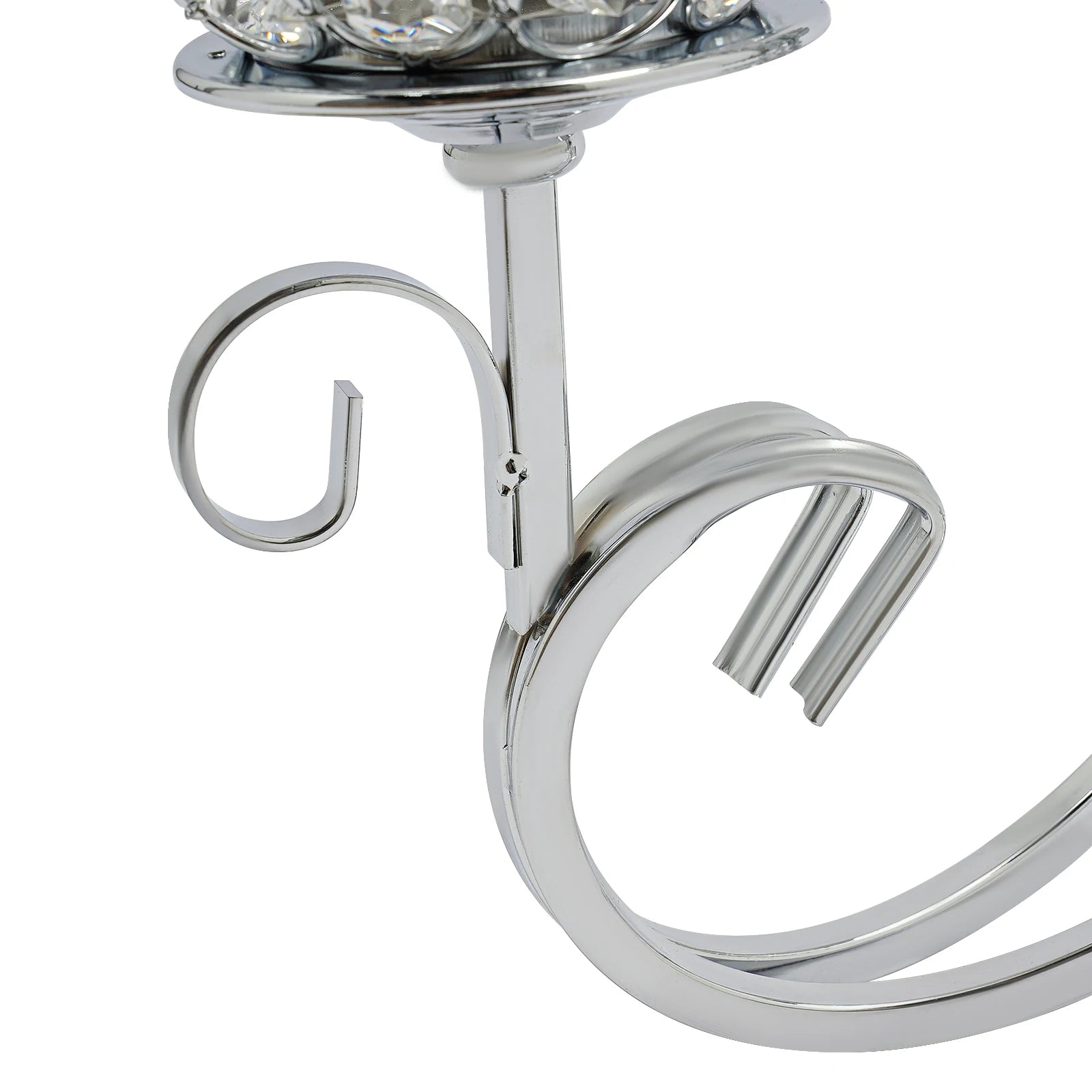 5 Arms 25.2In Crystal Candle Holder, Silver Modern Candelabra for Table Centerpiece, Iron Base W/ K9 Crystal, Wedding Home Decor